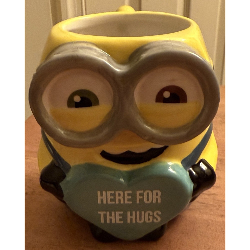 Minion Moulded Coffee Mug Despicable Me "Here For The Hugs"